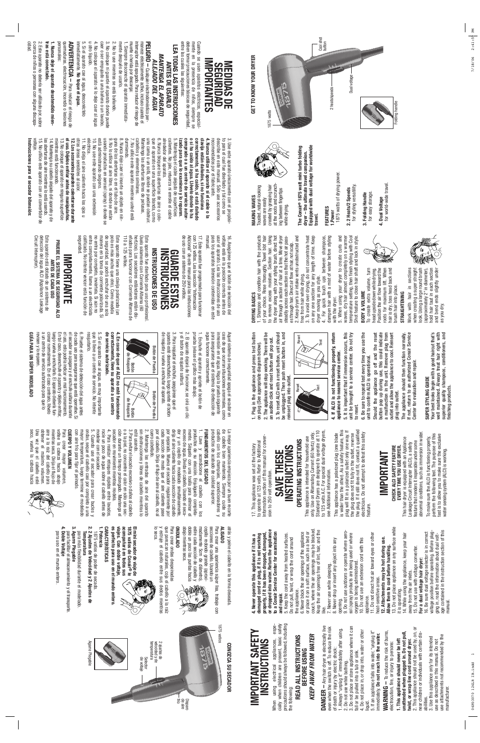 Conair 124LR User Manual | 2 pages