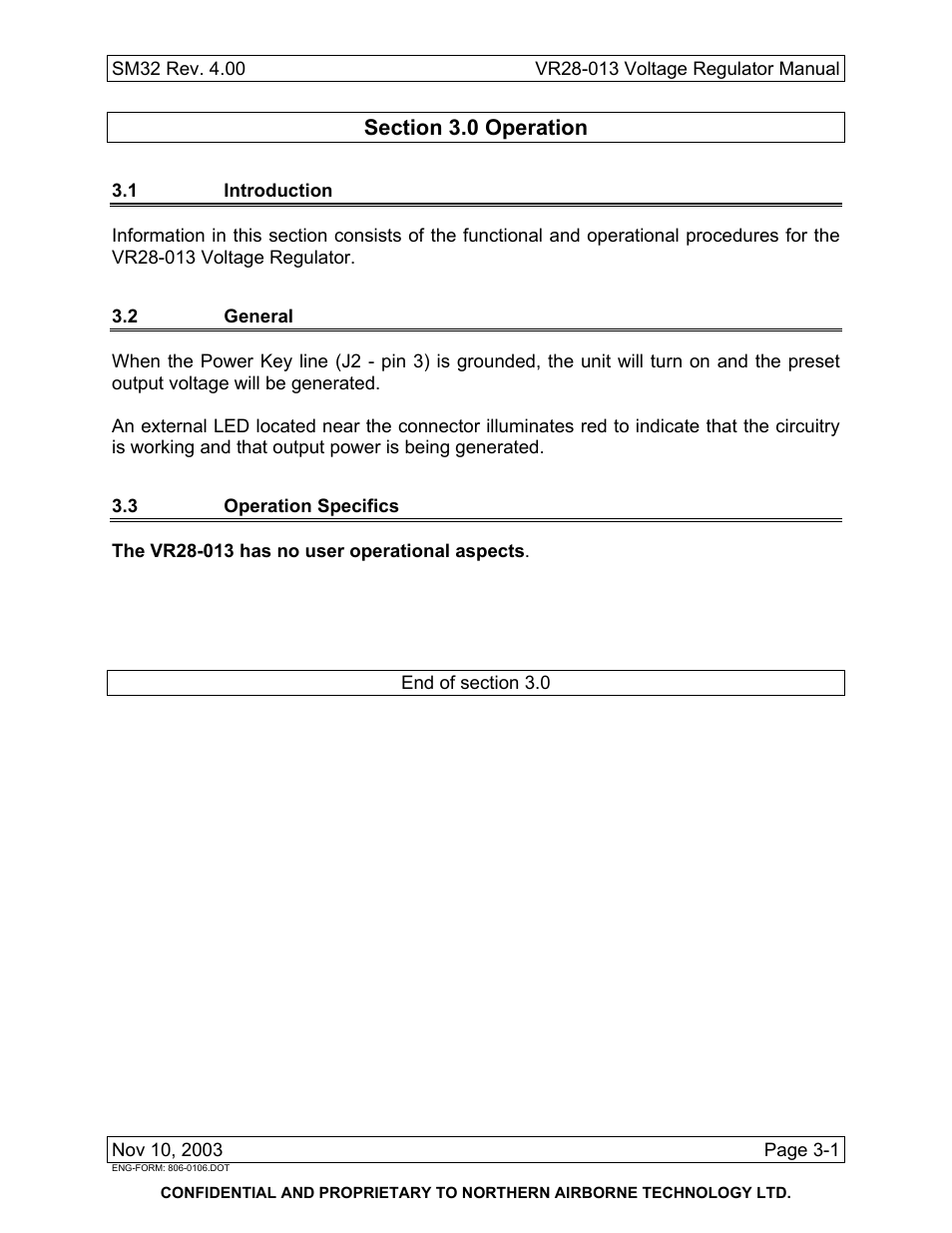 Operation, 1 introduction, 2 general | 3 operation specifics | Northern Airborne Technology VR28 User Manual | Page 25 / 26