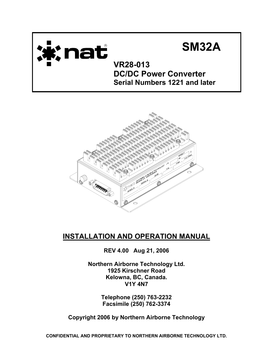 Northern Airborne Technology VR28-013 User Manual | 24 pages