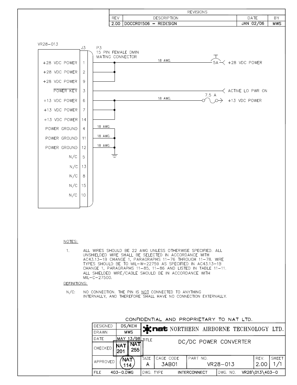 Interconnect | Northern Airborne Technology VR28-013 User Manual | Page 17 / 24