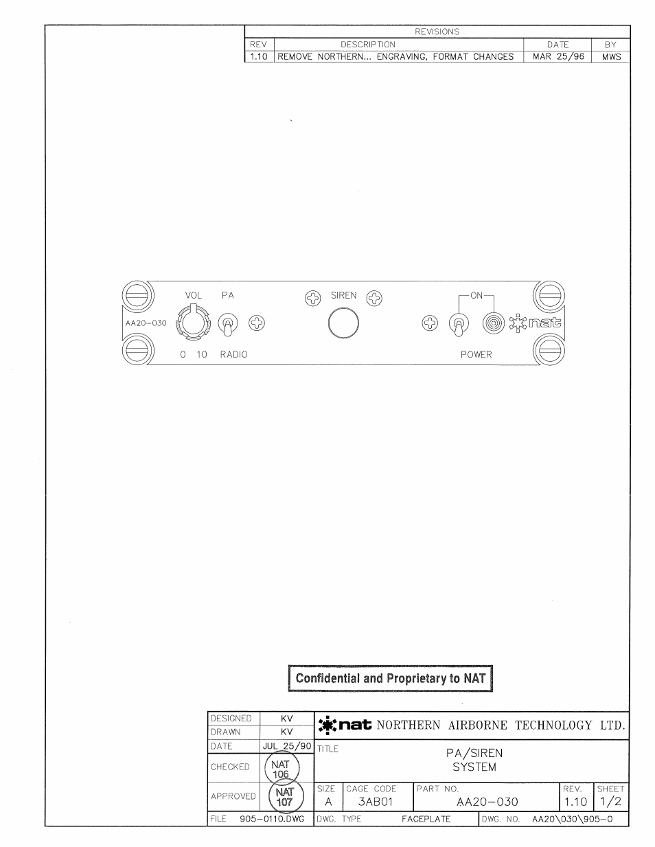 Faceplate | Northern Airborne Technology AA20 User Manual | Page 16 / 29