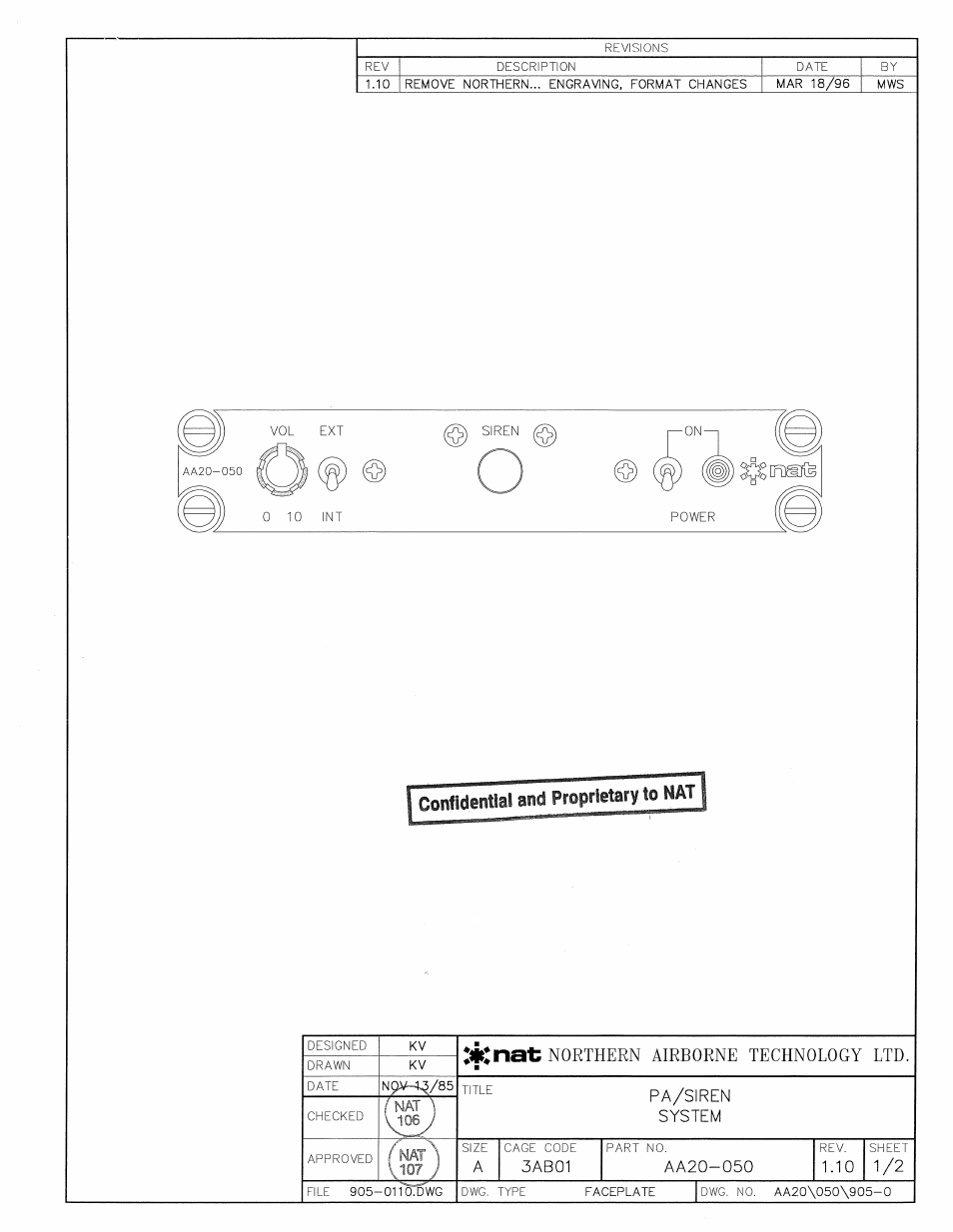 Faceplate | Northern Airborne Technology AA20 User Manual | Page 21 / 29