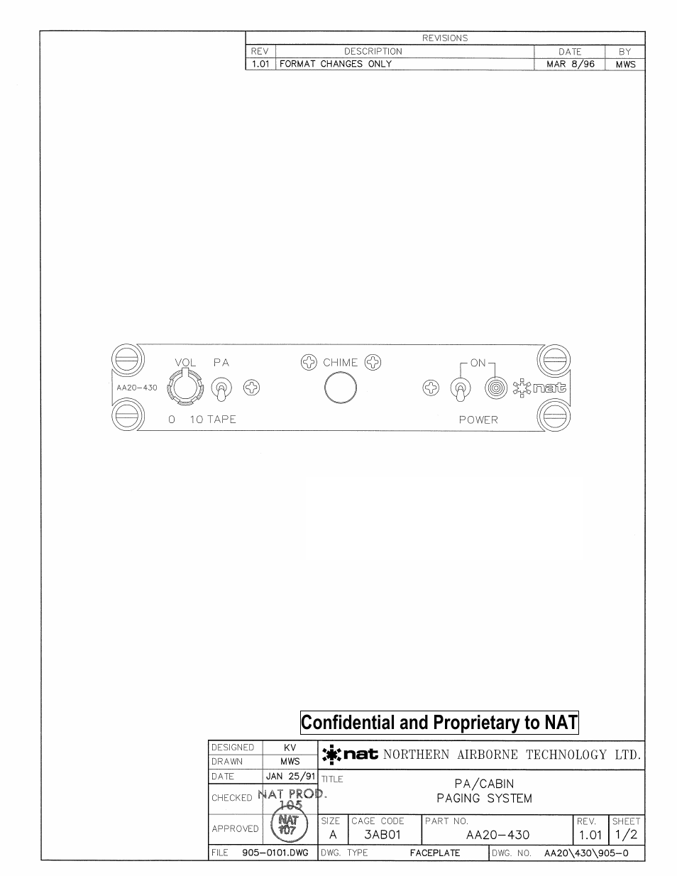 Faceplate, Confidential and proprietary to nat | Northern Airborne Technology AA20 User Manual | Page 26 / 29