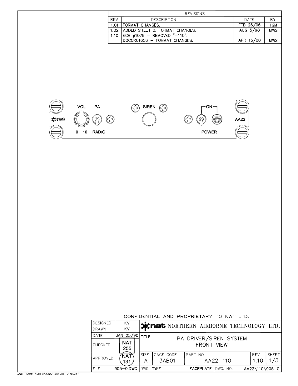 Faceplate | Northern Airborne Technology AA22 User Manual | Page 18 / 38