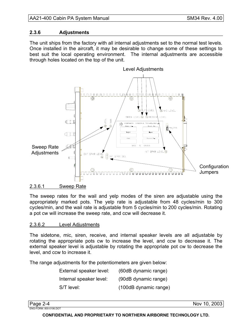 6 adjustments | Northern Airborne Technology AA21-4xx User Manual | Page 22 / 41