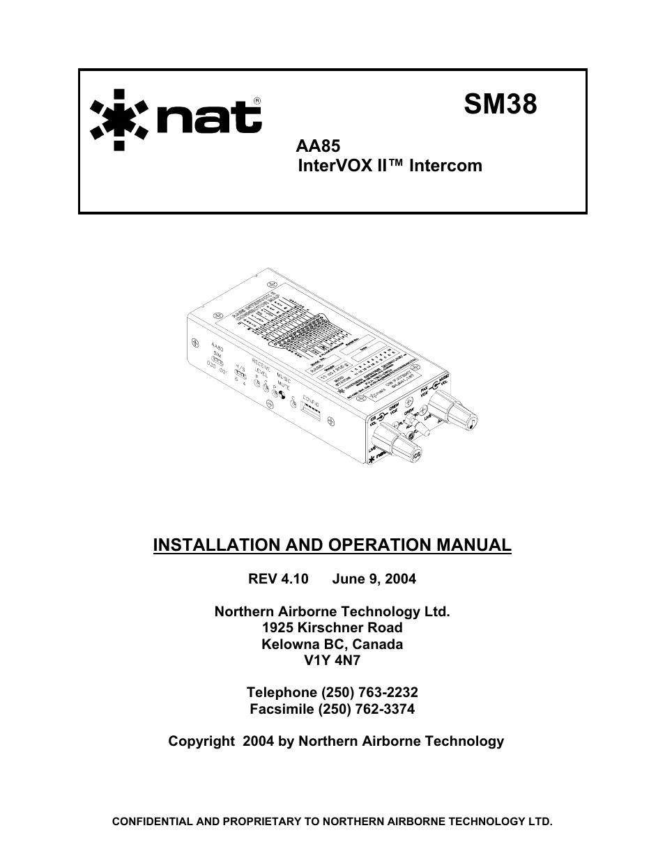 Northern Airborne Technology AA85 User Manual | 59 pages