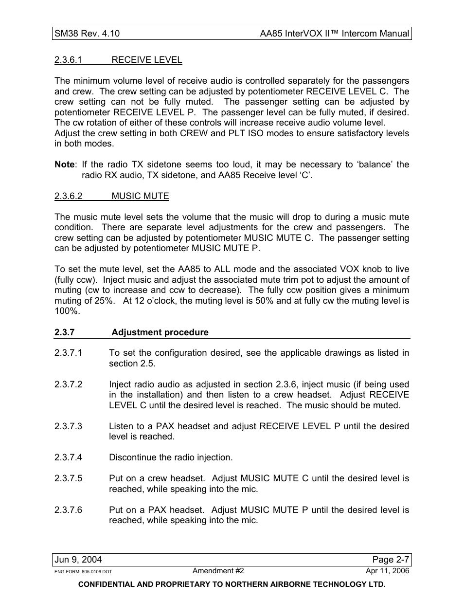 7 adjustment procedure | Northern Airborne Technology AA85 User Manual | Page 21 / 59