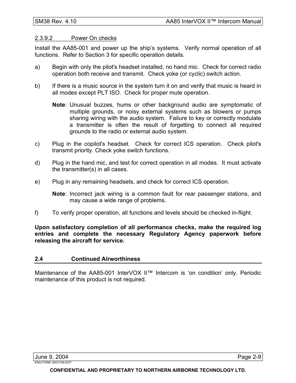 4 continued airworthiness | Northern Airborne Technology AA85 User Manual | Page 23 / 59