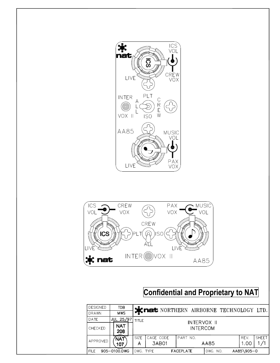 Faceplate, Confidential and proprietary to nat | Northern Airborne Technology AA85 User Manual | Page 47 / 59