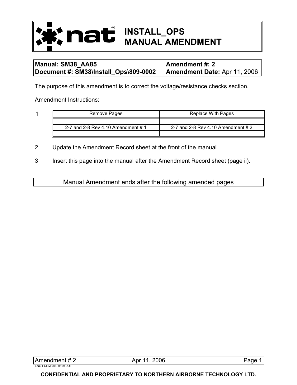 Install_ops manual amendment | Northern Airborne Technology AA85 User Manual | Page 5 / 59