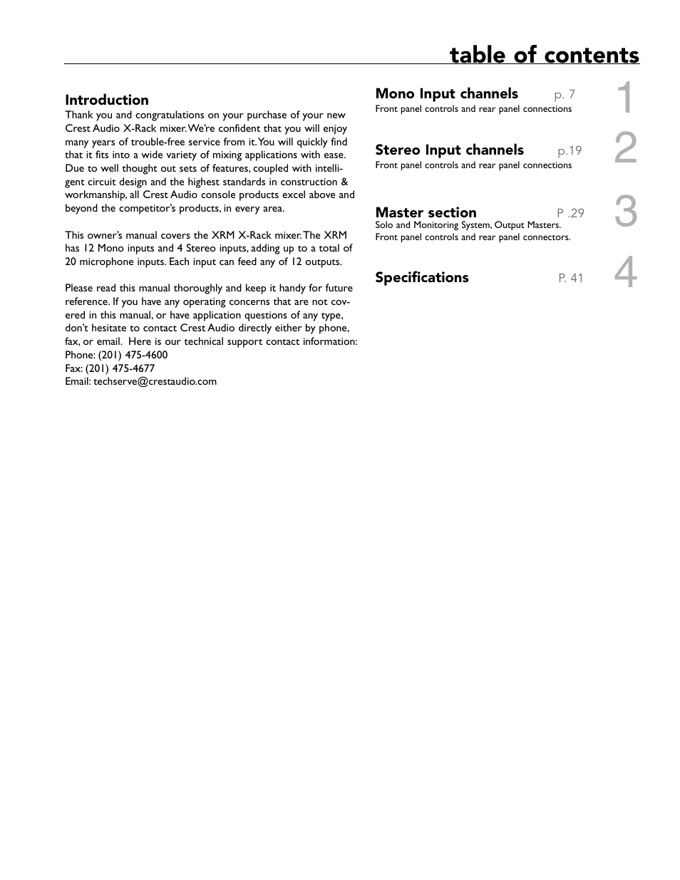 Crest Audio XRM - 12 User Manual | Page 3 / 42