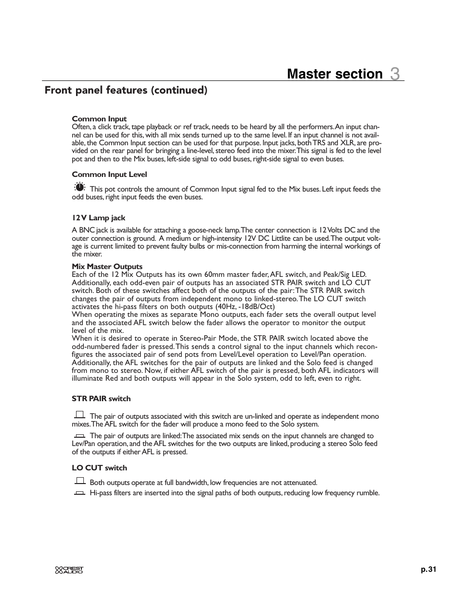 Crest Audio XRM - 12 User Manual | Page 31 / 42