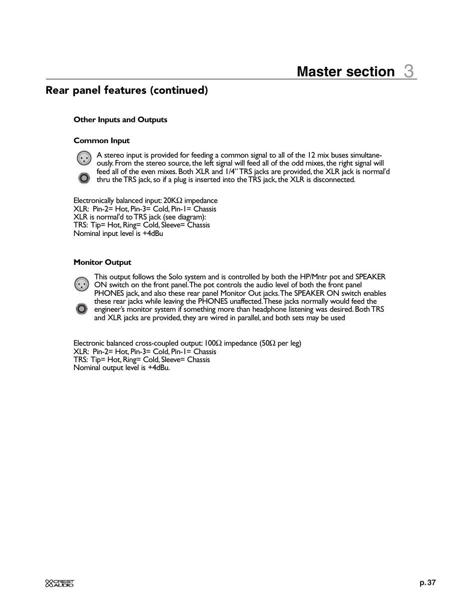Crest Audio XRM - 12 User Manual | Page 37 / 42