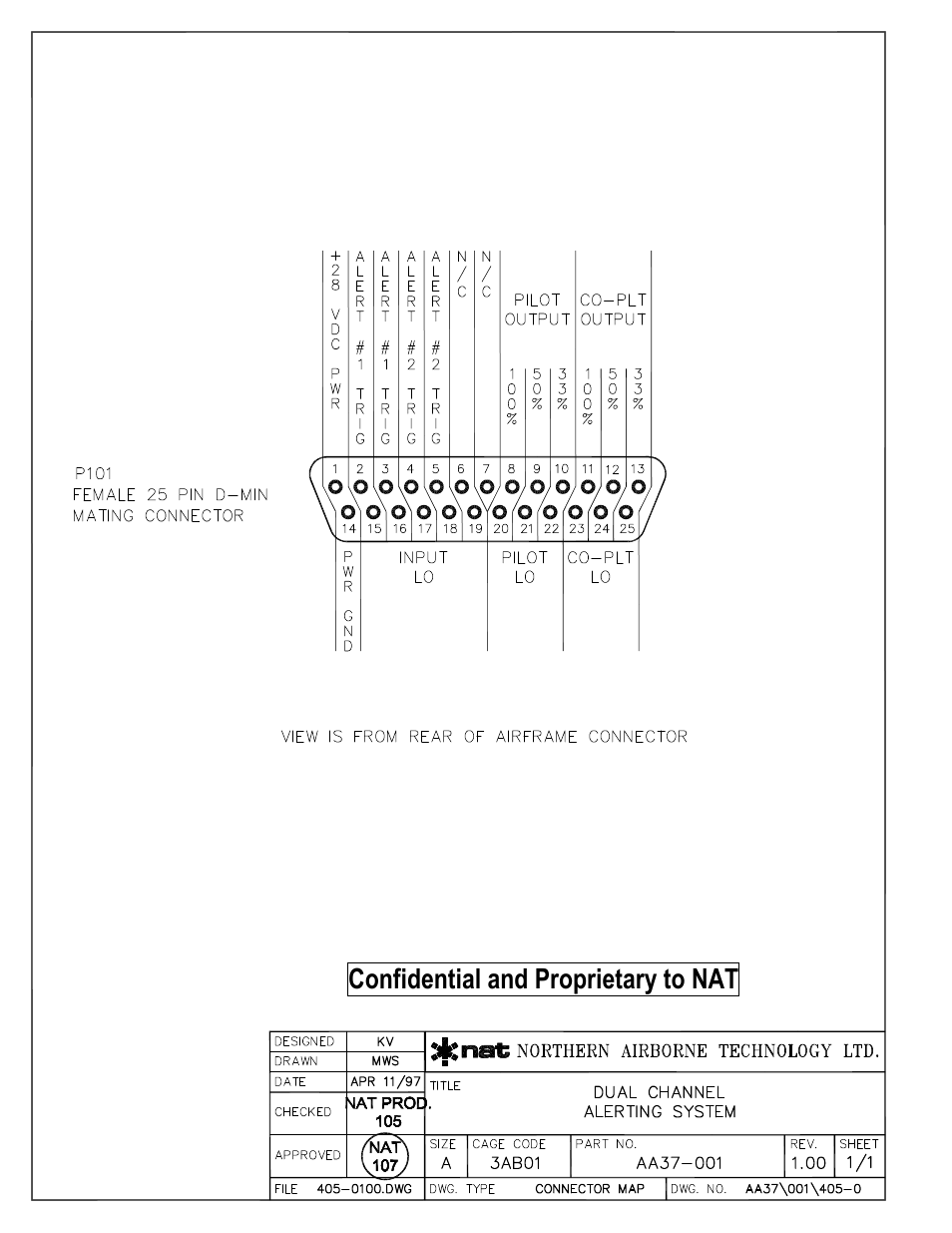 Connector map, Confidential and proprietary to nat | Northern Airborne Technology AA37 User Manual | Page 23 / 32