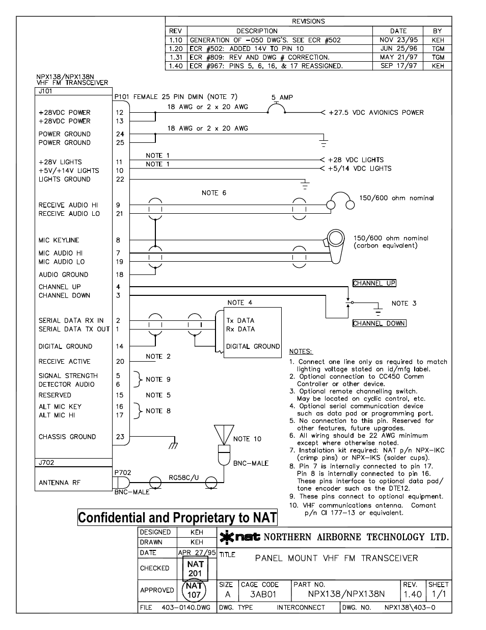 Interconnect, Confidential and proprietary to nat | Northern Airborne Technology NPX138 User Manual | Page 23 / 53