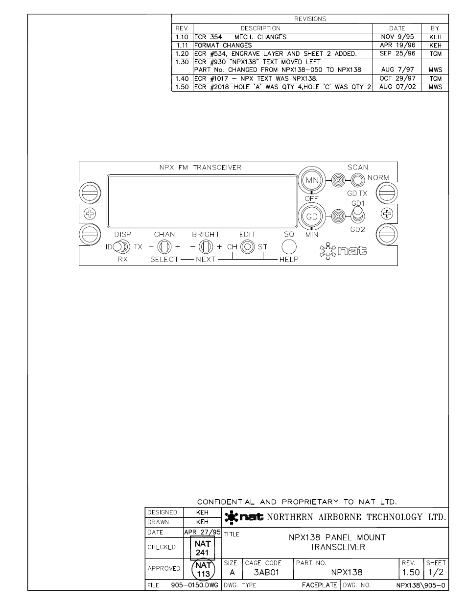 Faceplate | Northern Airborne Technology NPX138 User Manual | Page 33 / 53