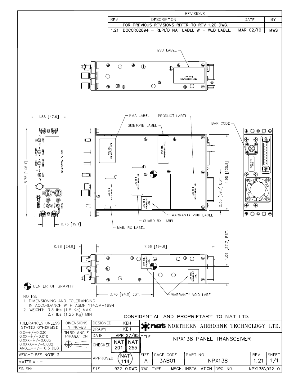 Mechanical installation | Northern Airborne Technology NPX138 User Manual | Page 34 / 53