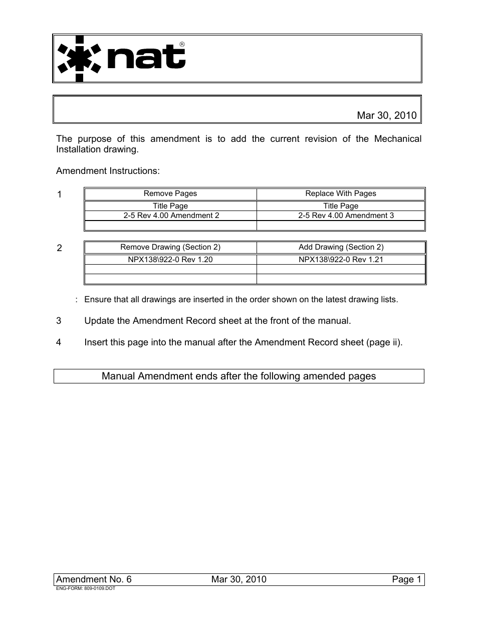 Install_ops manual amendment | Northern Airborne Technology NPX138 User Manual | Page 5 / 53