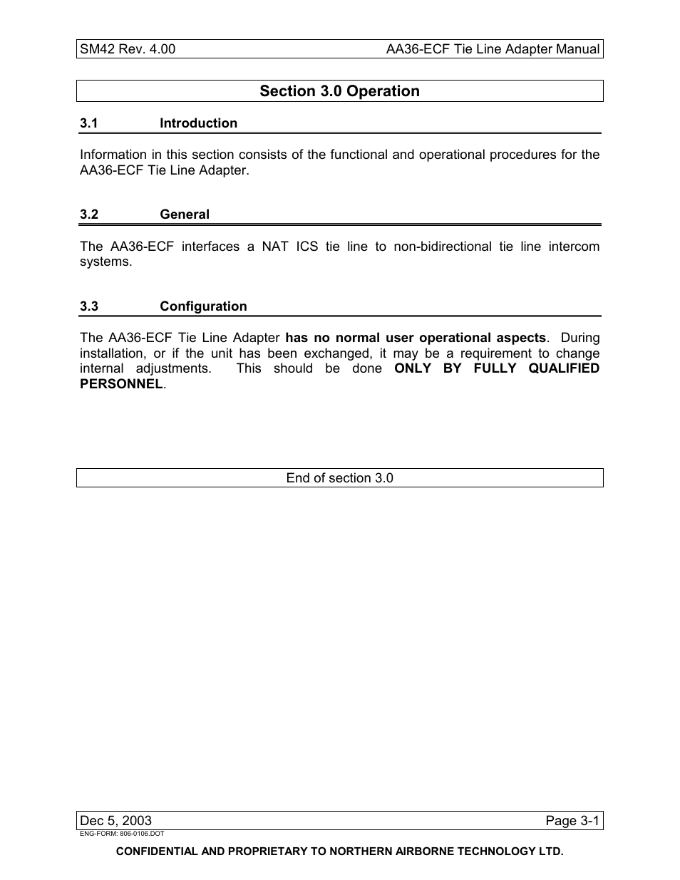 Operation, 1 introduction, 2 general | 3 configuration | Northern Airborne Technology AA36-002 User Manual | Page 19 / 20