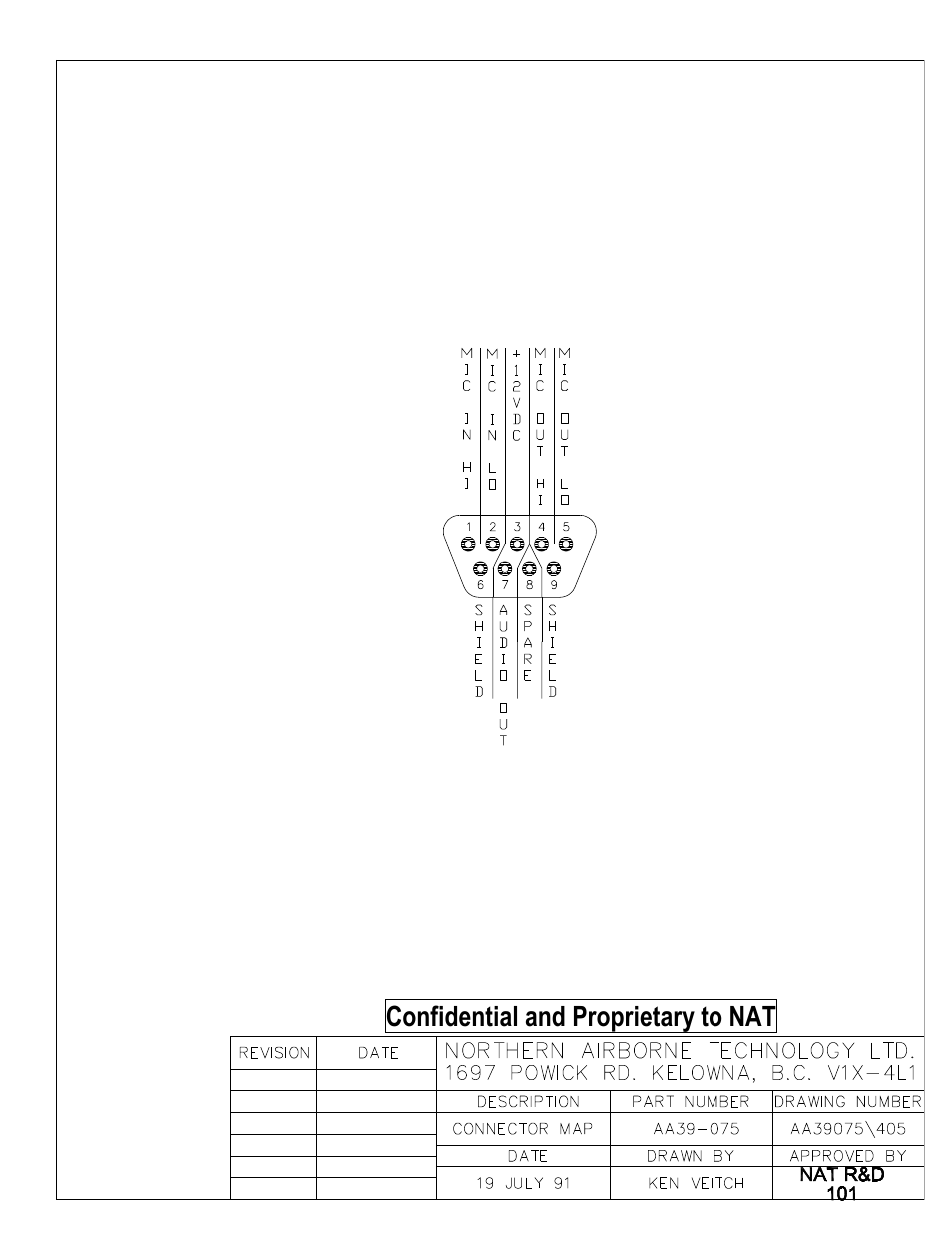 Connector map, Confidential and proprietary to nat | Northern Airborne Technology AA39 User Manual | Page 13 / 24