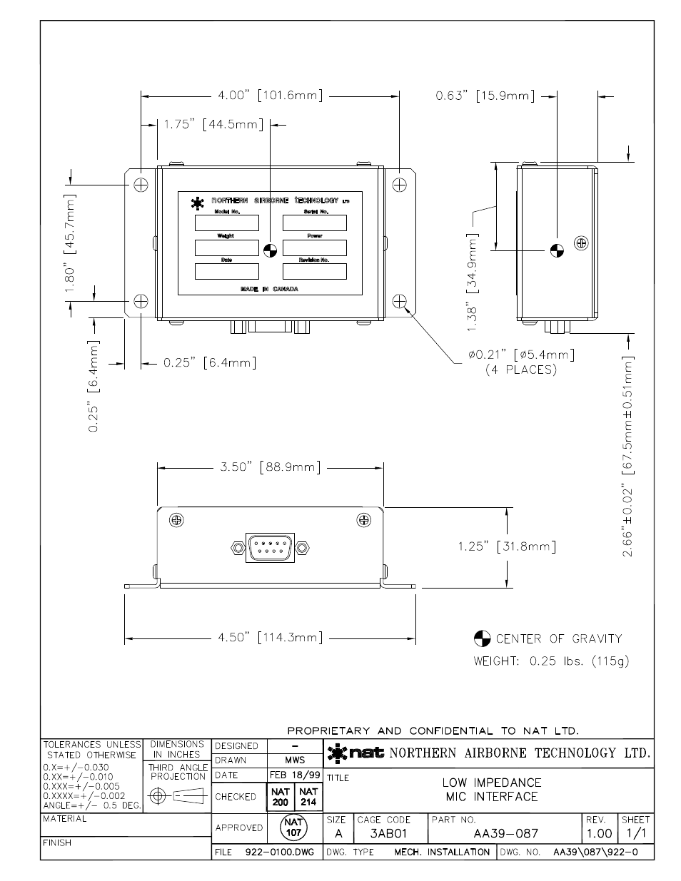 Mech. installation | Northern Airborne Technology AA39 User Manual | Page 17 / 24
