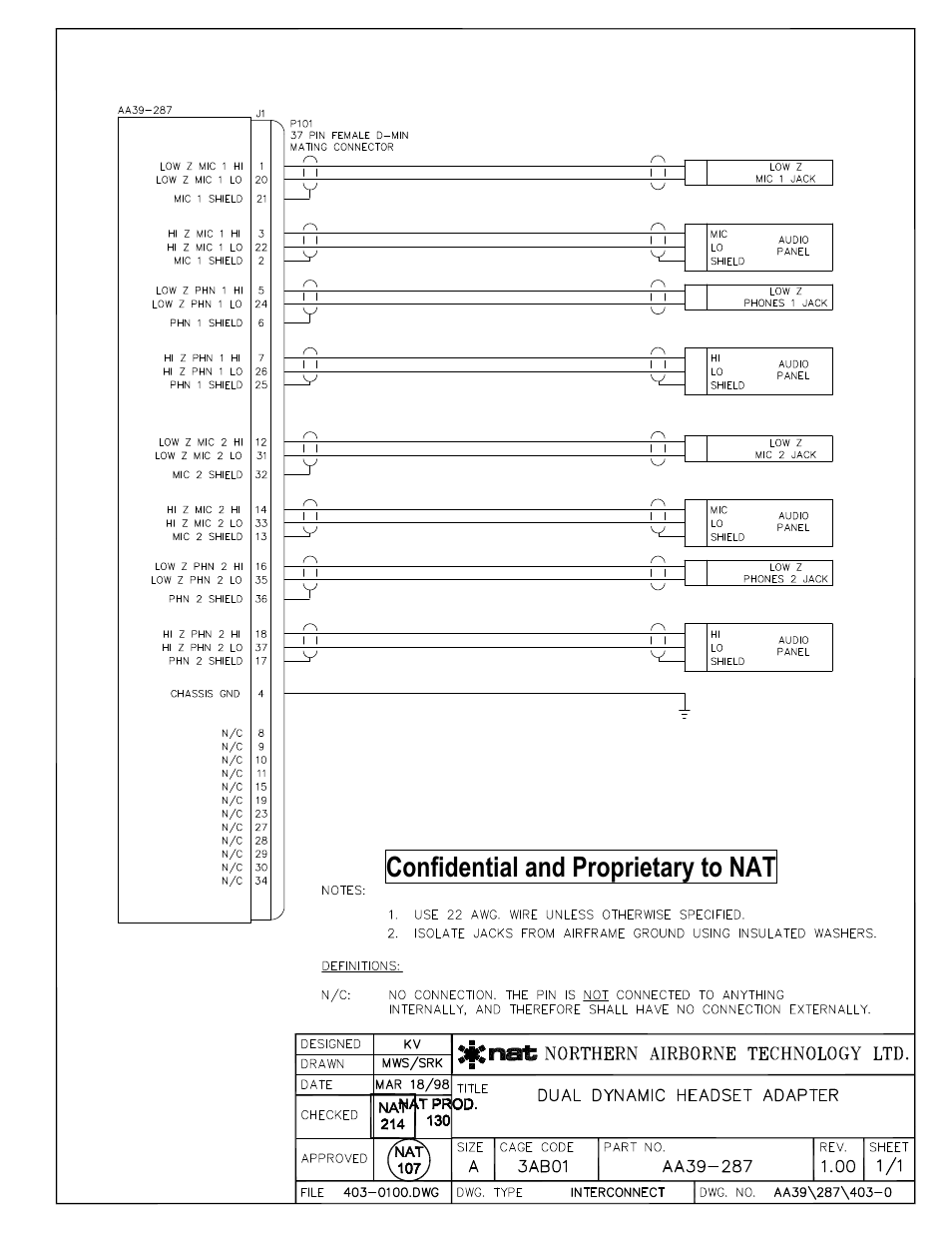 Interconnect, Confidential and proprietary to nat | Northern Airborne Technology AA39 User Manual | Page 21 / 24
