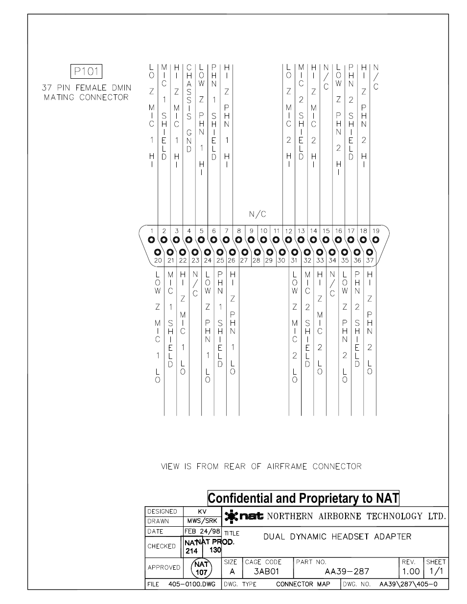 Connector map, Confidential and proprietary to nat | Northern Airborne Technology AA39 User Manual | Page 22 / 24