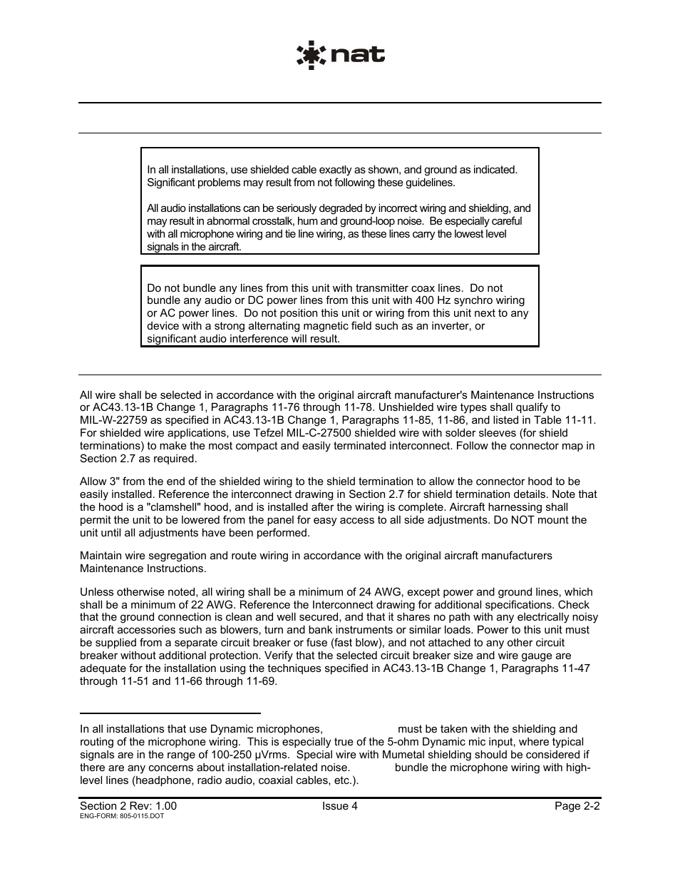 2 cautions, 3 cabling and wiring | Northern Airborne Technology AA39 User Manual | Page 9 / 24