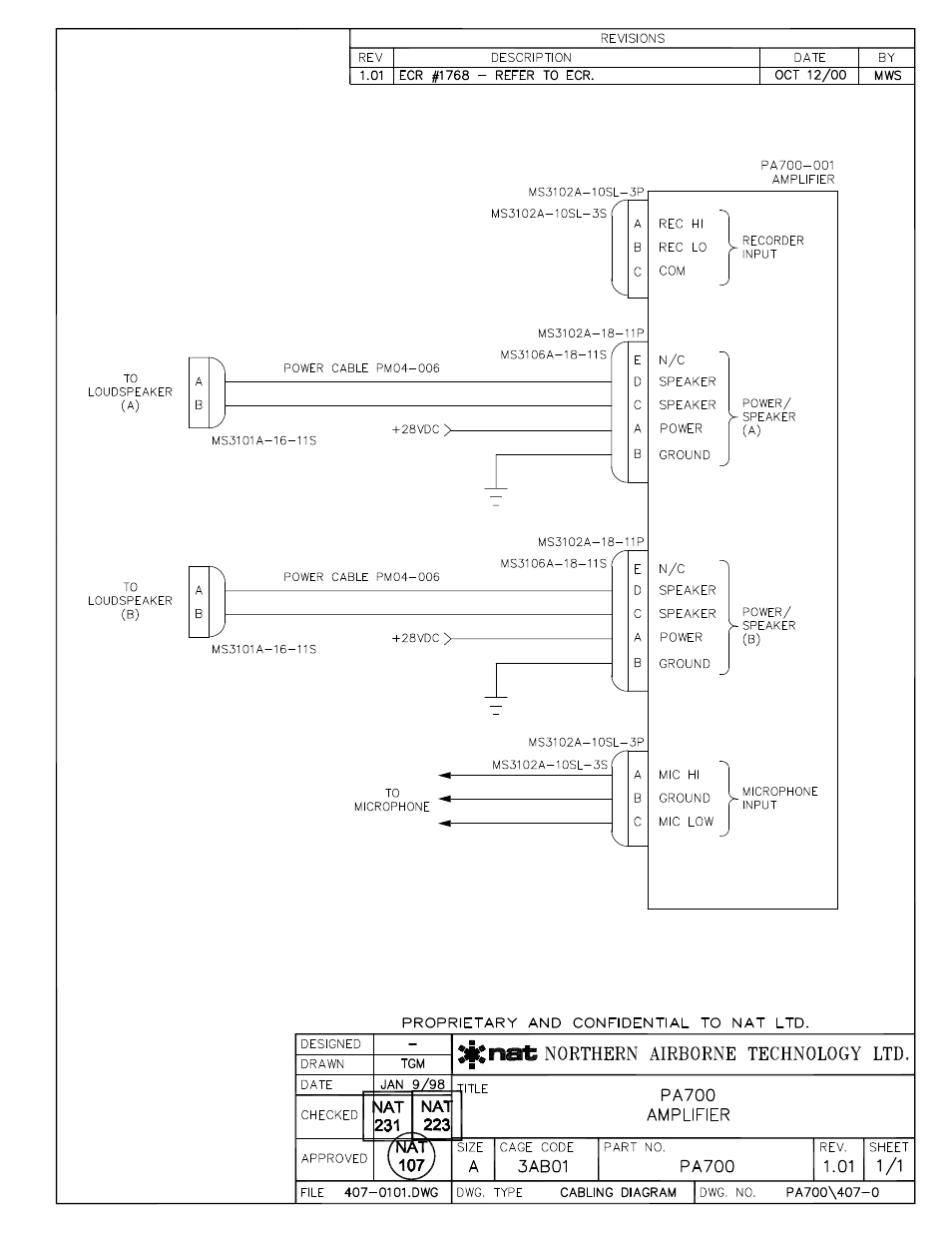 Cabling diagram | Northern Airborne Technology PA700 User Manual | Page 20 / 29