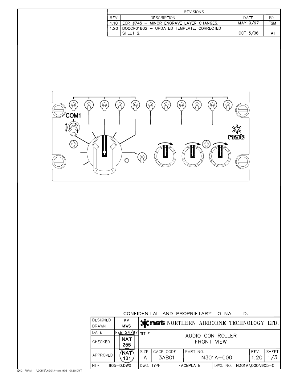 Faceplate | Northern Airborne Technology N301A User Manual | Page 20 / 26