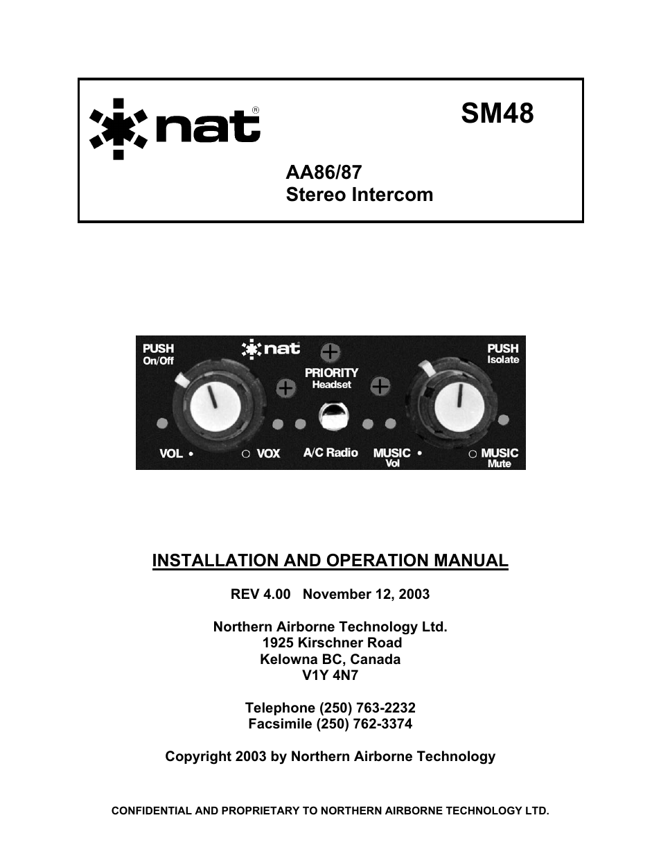 Northern Airborne Technology AA86 User Manual | 25 pages