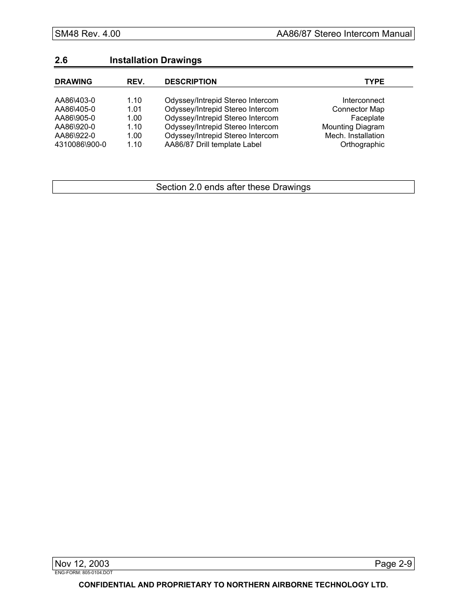 6 installation drawings | Northern Airborne Technology AA86 User Manual | Page 14 / 25
