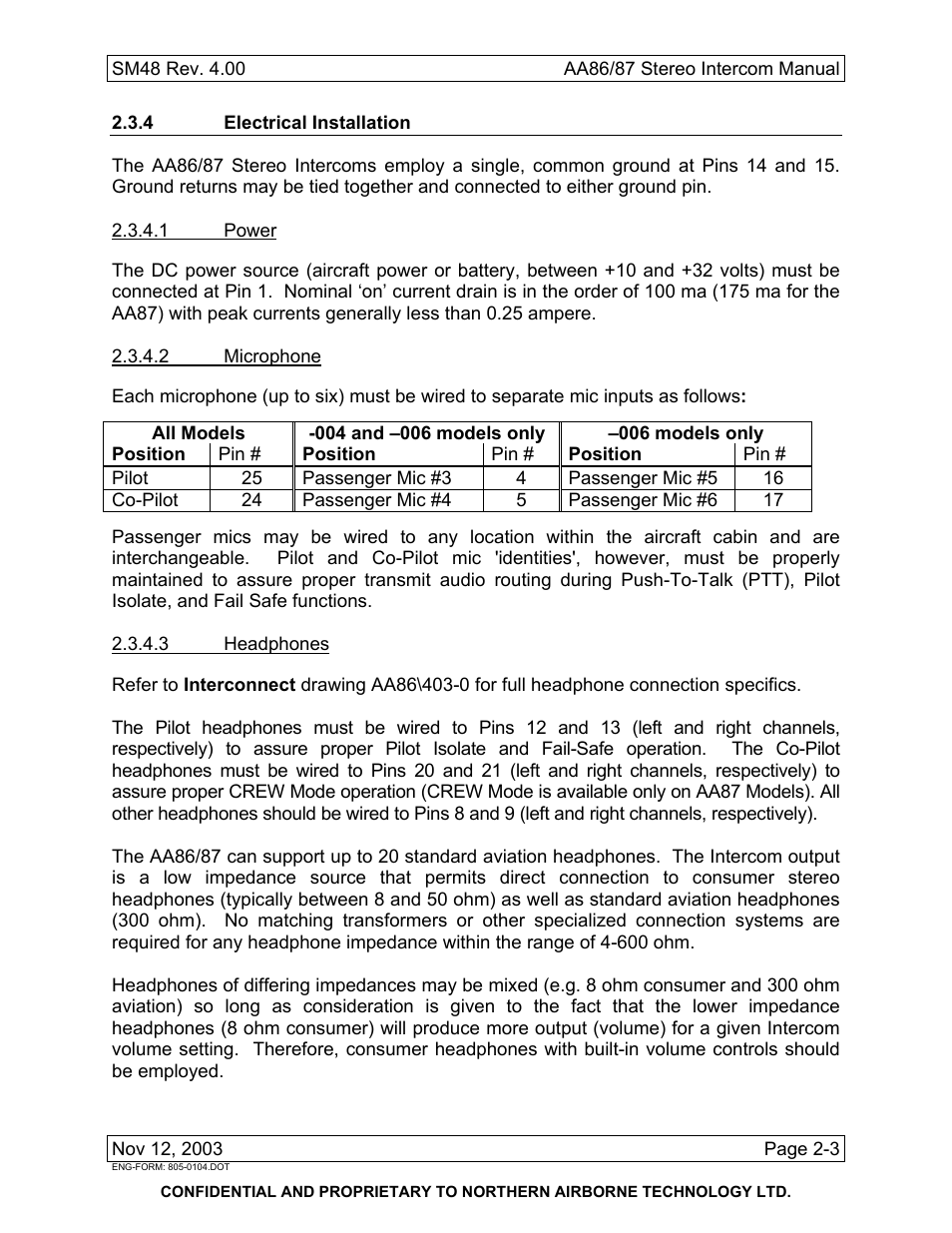 4 electrical installation | Northern Airborne Technology AA86 User Manual | Page 8 / 25