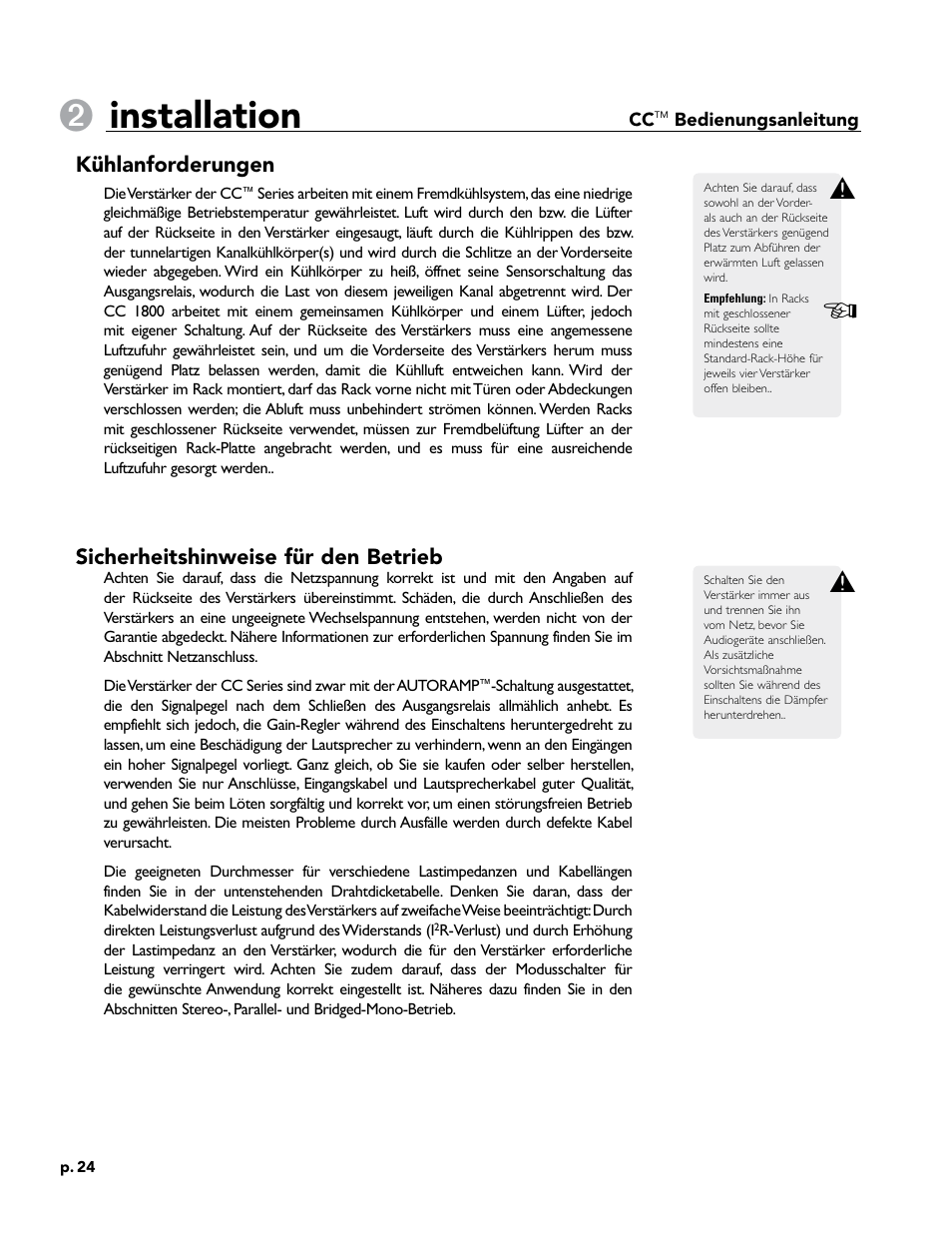 Installation | Crest Audio CC 1800 User Manual | Page 40 / 136