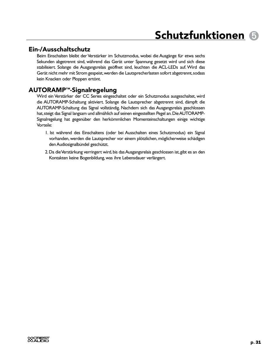 Schutzfunktionen | Crest Audio CC 1800 User Manual | Page 47 / 136