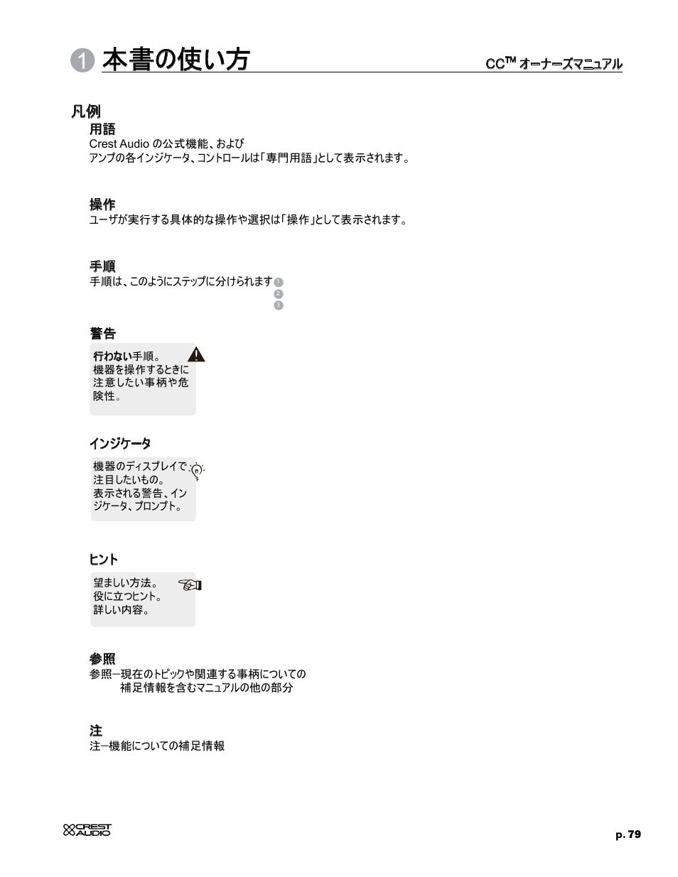 本書の使い方 | Crest Audio CC 1800 User Manual | Page 95 / 136