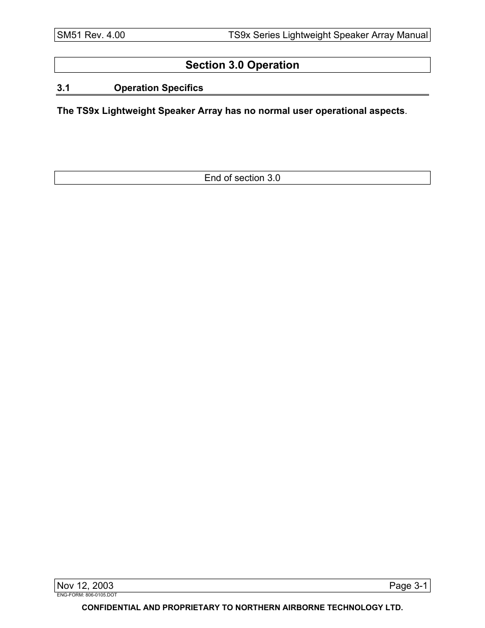 Operation, 1 operation specifics | Northern Airborne Technology TS9x User Manual | Page 23 / 23