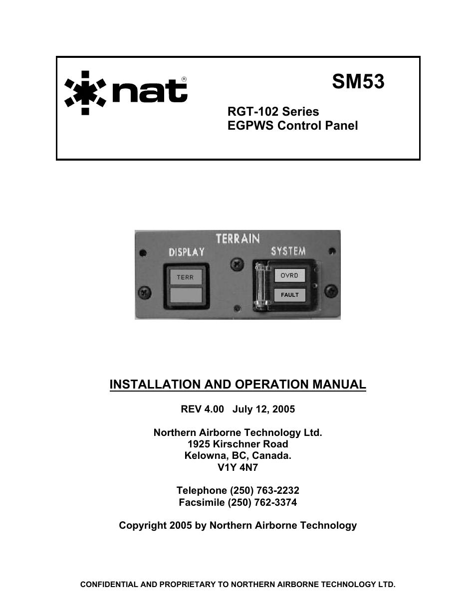 Northern Airborne Technology RGT-102 User Manual | 18 pages