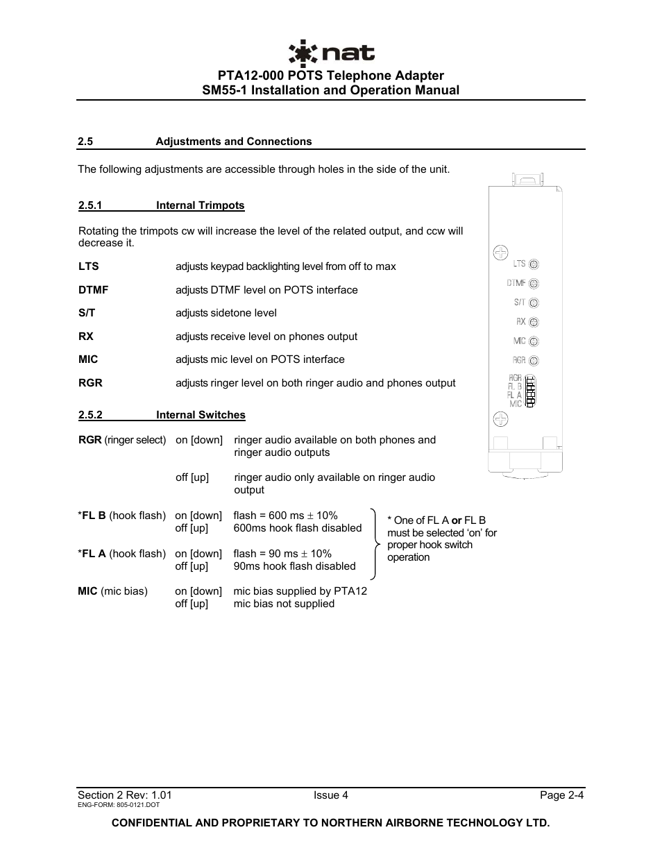 5 adjustments and connections | Northern Airborne Technology PTA12-0xx User Manual | Page 11 / 18