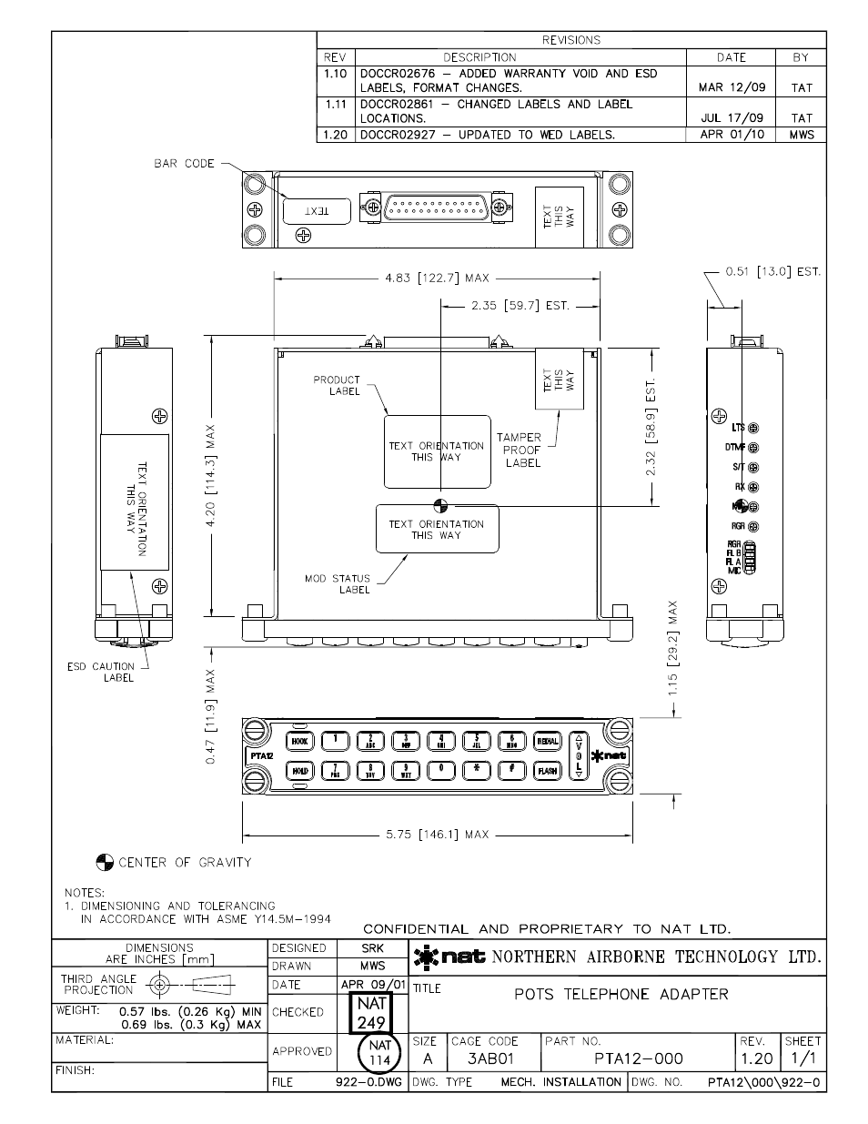 Mechanical installation | Northern Airborne Technology PTA12-0xx User Manual | Page 16 / 18