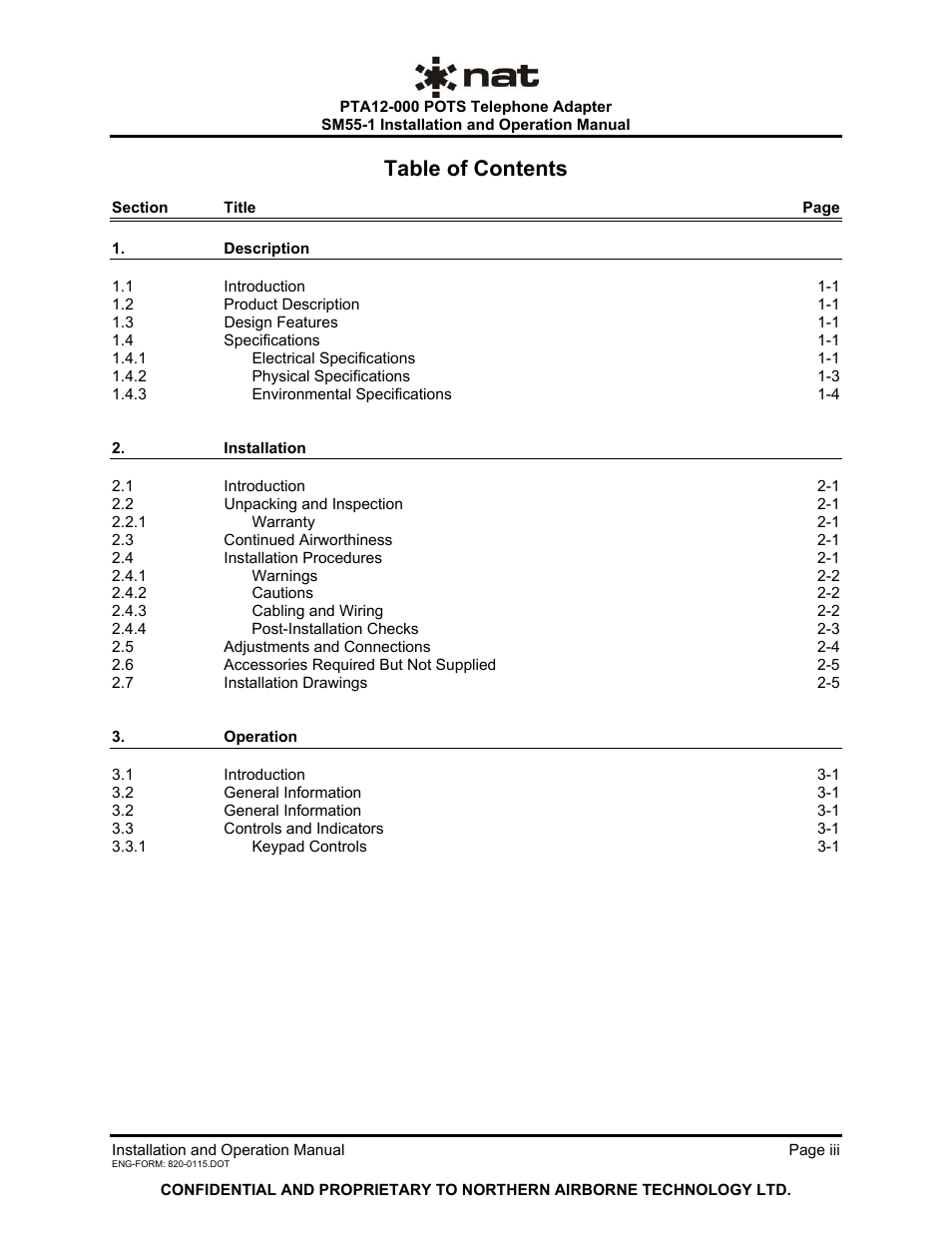 Northern Airborne Technology PTA12-0xx User Manual | Page 3 / 18