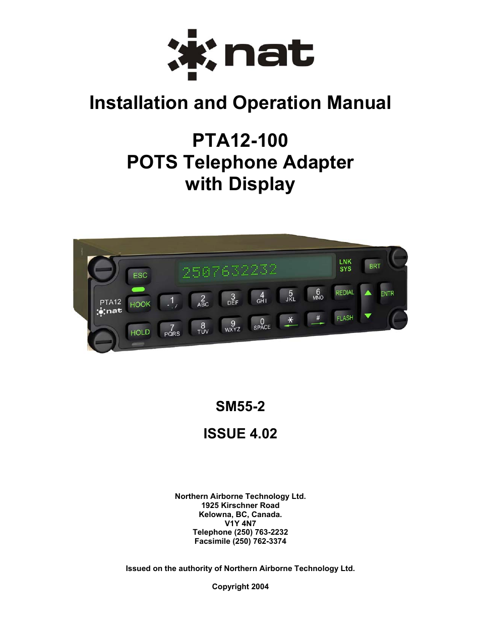 Northern Airborne Technology PTA12-1xx User Manual | 32 pages