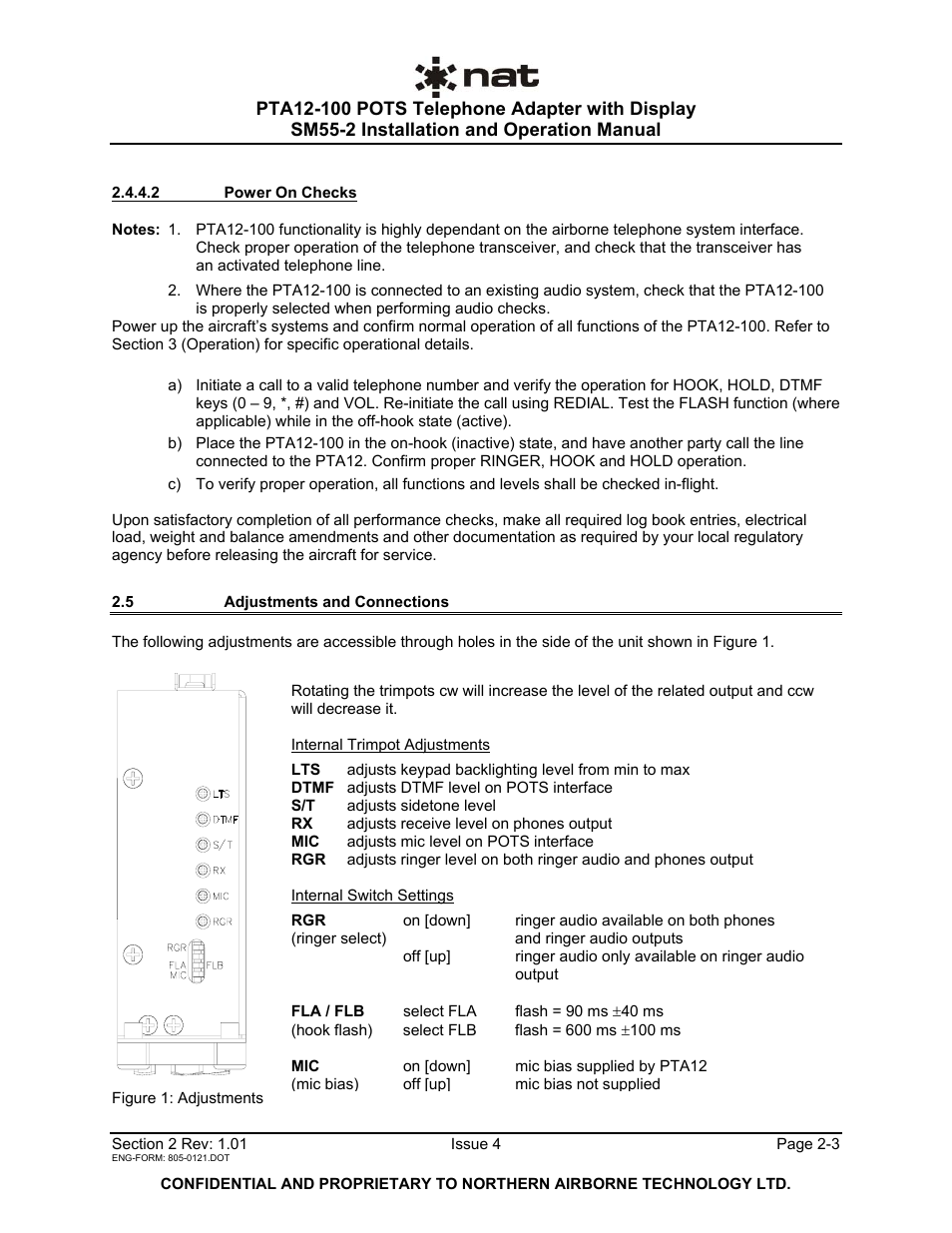 5 adjustments and connections | Northern Airborne Technology PTA12-1xx User Manual | Page 12 / 32