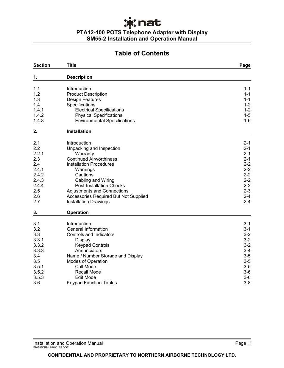 Northern Airborne Technology PTA12-1xx User Manual | Page 3 / 32