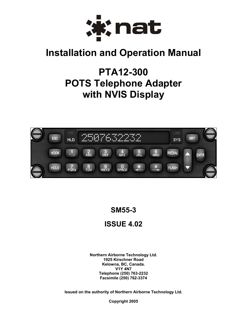 Northern Airborne Technology PTA12-3xx User Manual | 32 pages