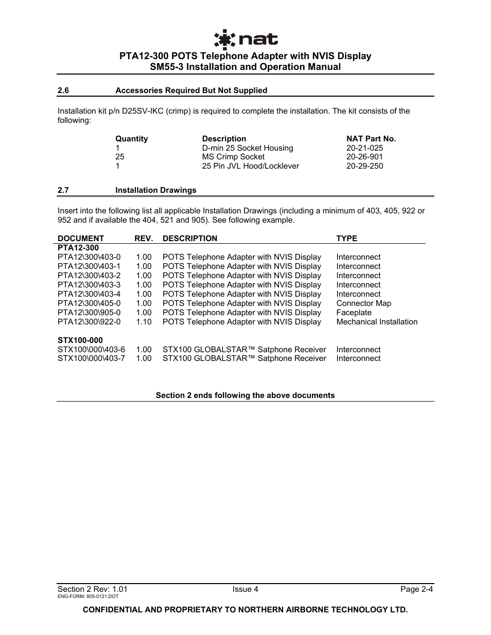 6 accessories required but not supplied, 7 installation drawings | Northern Airborne Technology PTA12-3xx User Manual | Page 13 / 32