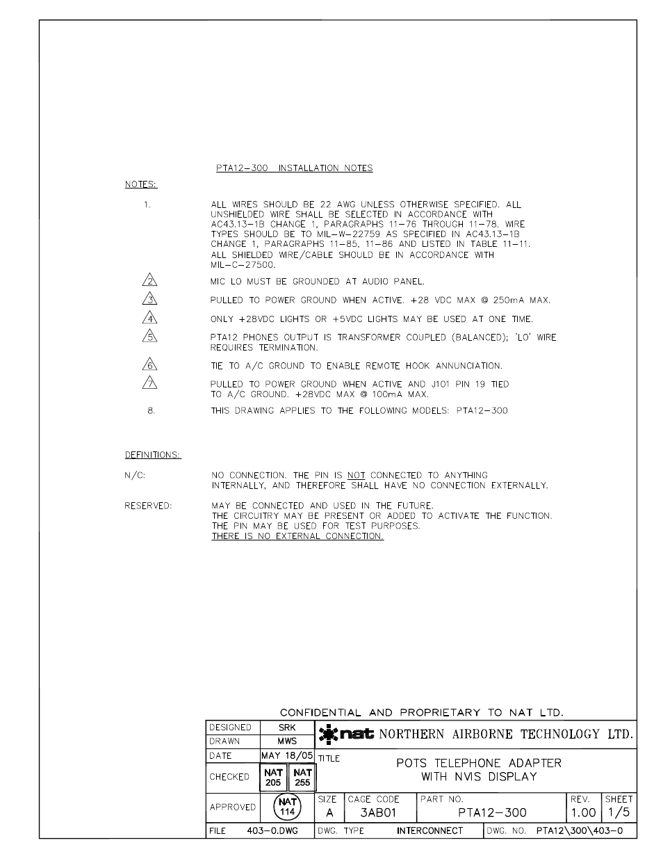 Interconnect | Northern Airborne Technology PTA12-3xx User Manual | Page 14 / 32