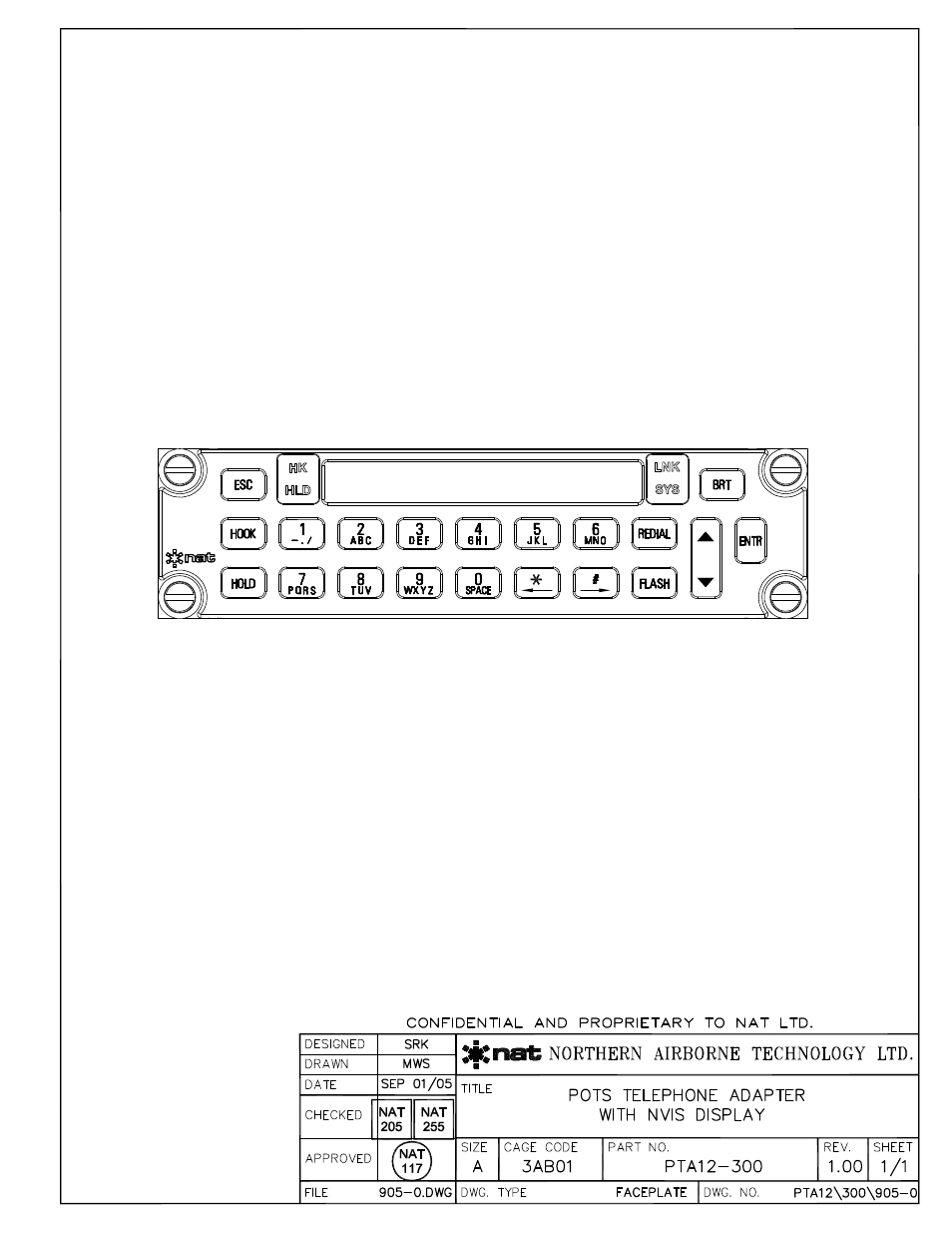 Faceplate | Northern Airborne Technology PTA12-3xx User Manual | Page 20 / 32