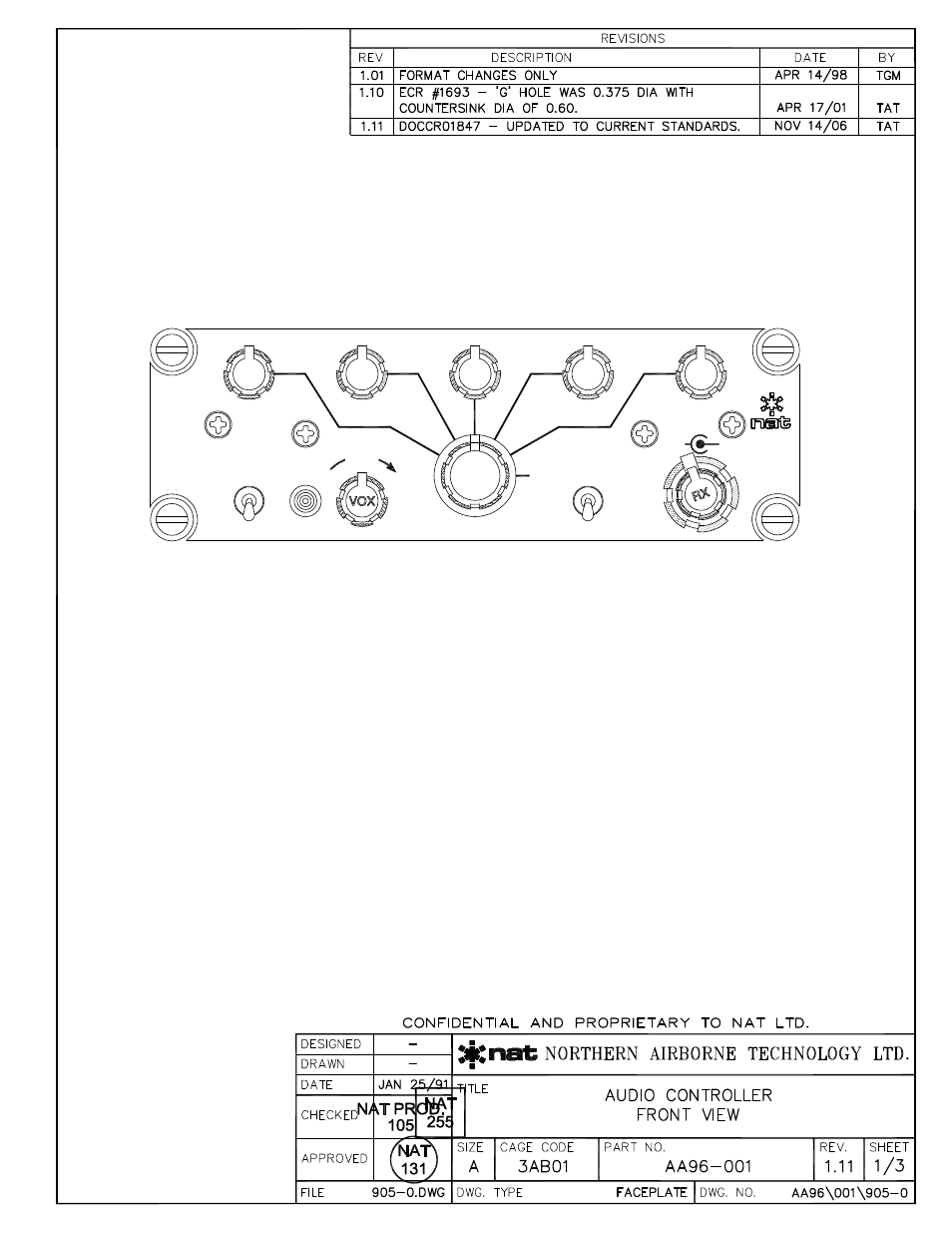 Faceplate | Northern Airborne Technology AA9x User Manual | Page 32 / 49