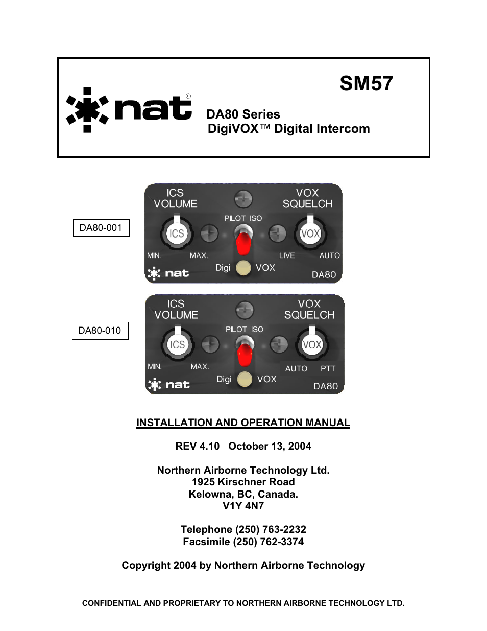 Northern Airborne Technology DA80 User Manual | 28 pages